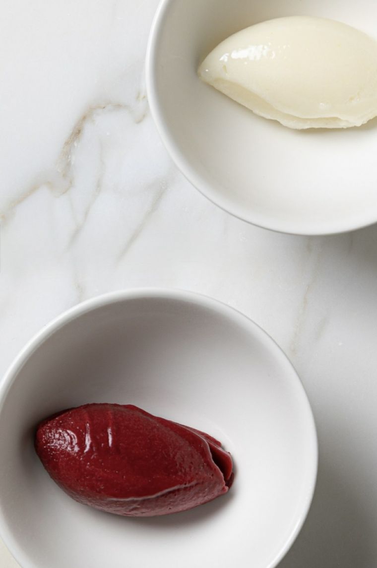 Raspberry, cherry, blackberry sorbet